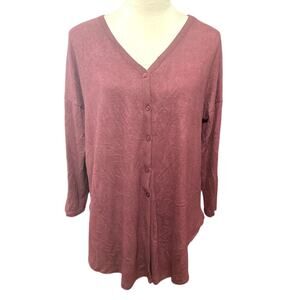 Caslon Women's Burgundy Button Down Long Sleeve Cardigan Sweater XXSP NWOT
